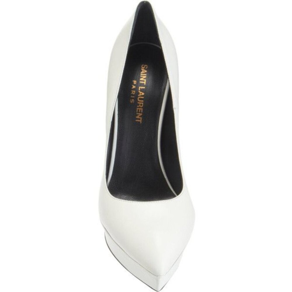 Saint Laurent Janis 105 Platform Pumps - YSL White Stiletto Heels - Size 38.5